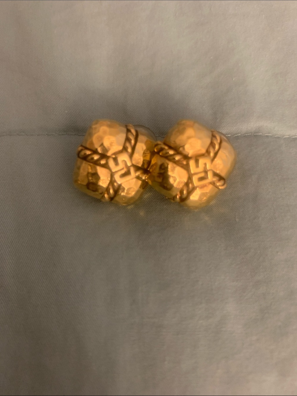 St. John Clip Earrings Gold-Tone Hammered Knot Clip on vintage
